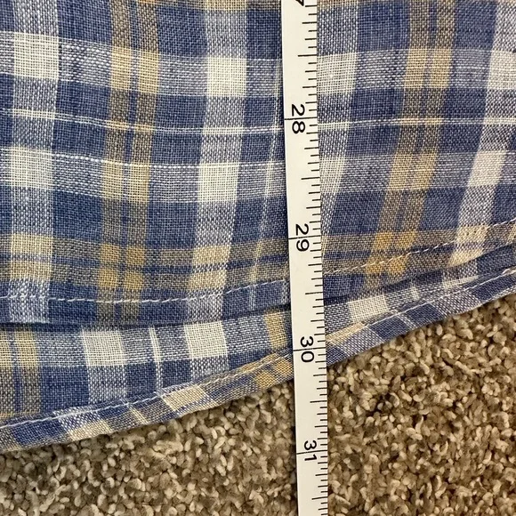 Peter Millar Seaside Commons Plaid Linen Long Sleeve Blue Men’s Shirt XL - Picture 10 of 12